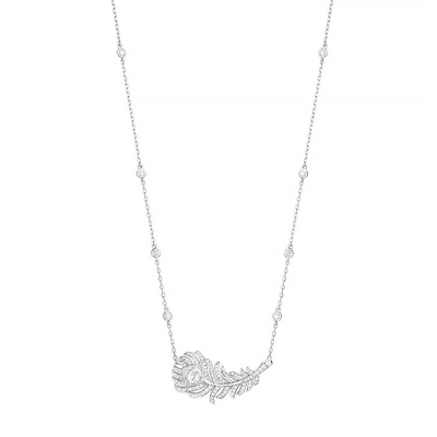 Boucheron 18kt White Gold Plume De Paon Diamond Pendant Necklace - Farfetch