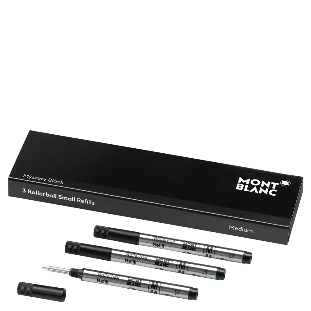 3 Rollerball Refills (M) Montblanc Small, Mystery Black