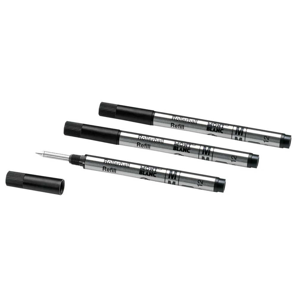 3 Rollerball Refills (M) Montblanc Small, Mystery Black