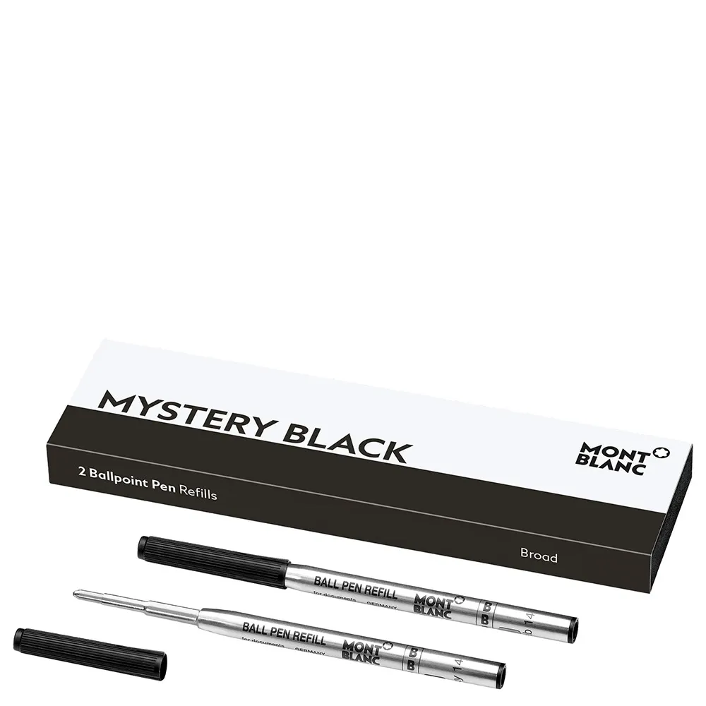 2 Refills Montblanc Ballpoint Pen Broad, Mystery Black